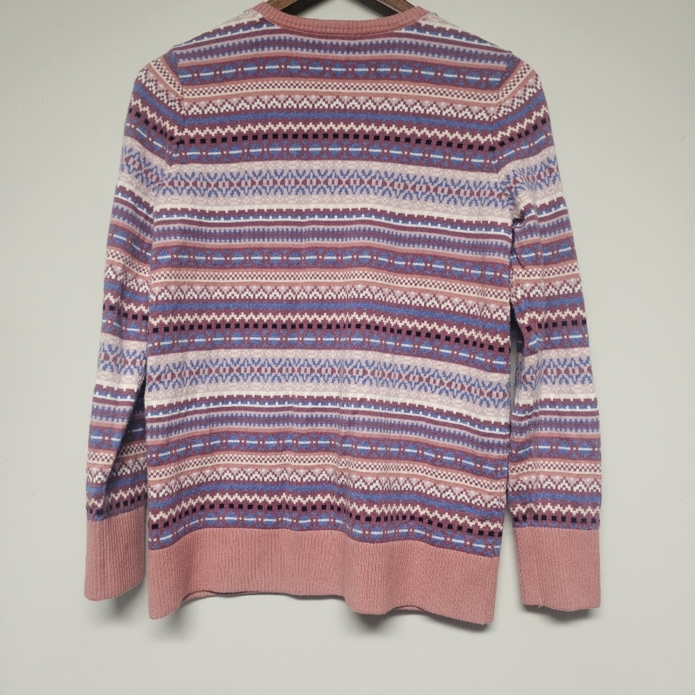 L.L. Bean Cashmere Blend Button Down Cardigan Sweater Fair Isle Pastel Blue - Picture 9 of 9